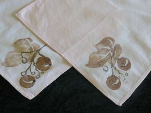 2 X PINK NAPPKINS HAND PAINTED ON COTTON