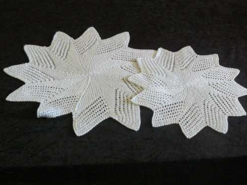 HAND KNITTED DOILIES Stunning Plae Blue with white intertwined