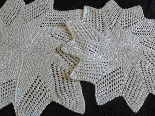 HAND KNITTED DOILIES Stunning Plae Blue with white intertwined
