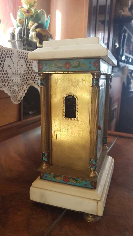 Cloisonne,brass and marble mantle clock Reduced