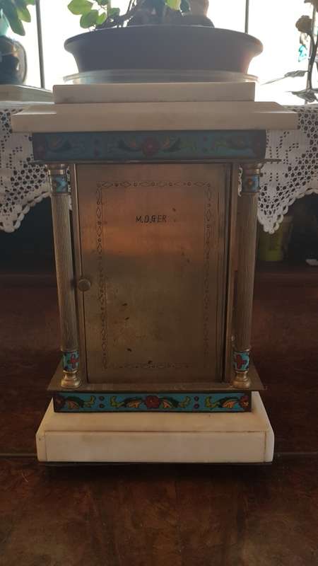 Cloisonne,brass and marble mantle clock Reduced