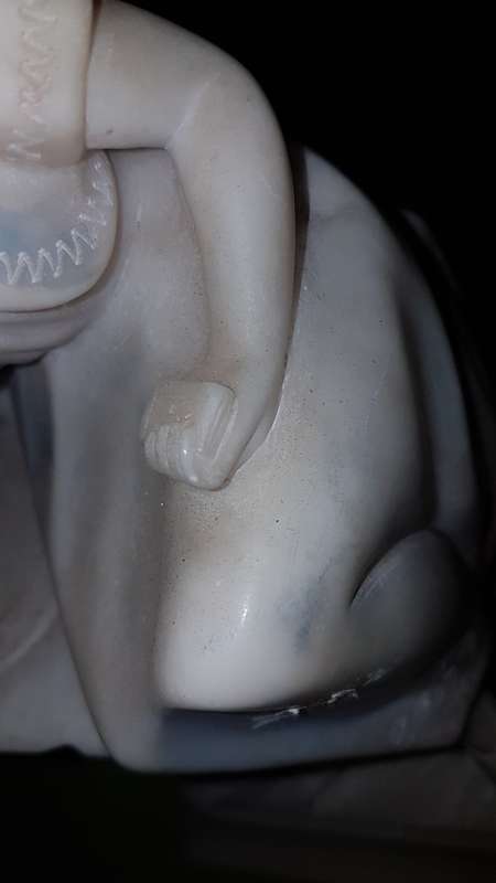 Large Art deco Italian alabaster lamp of lady sitting at a street lamp. REDUCED