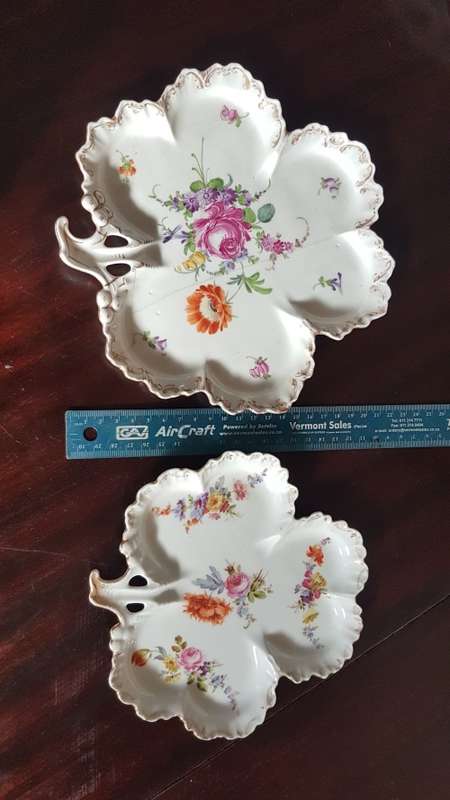 2x Dresden and other clover leaf dishes