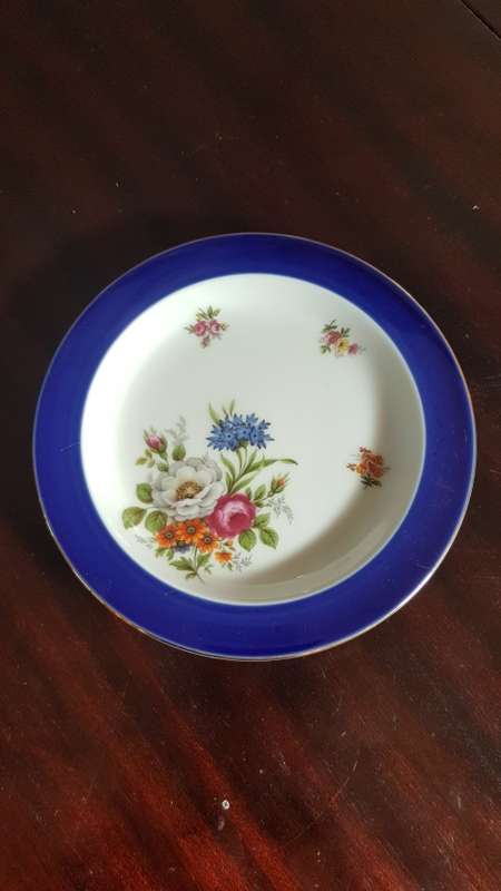 Dresden cobolt blue and gold rim plate