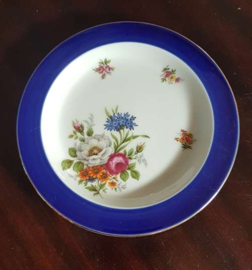 Dresden cobolt blue and gold rim plate