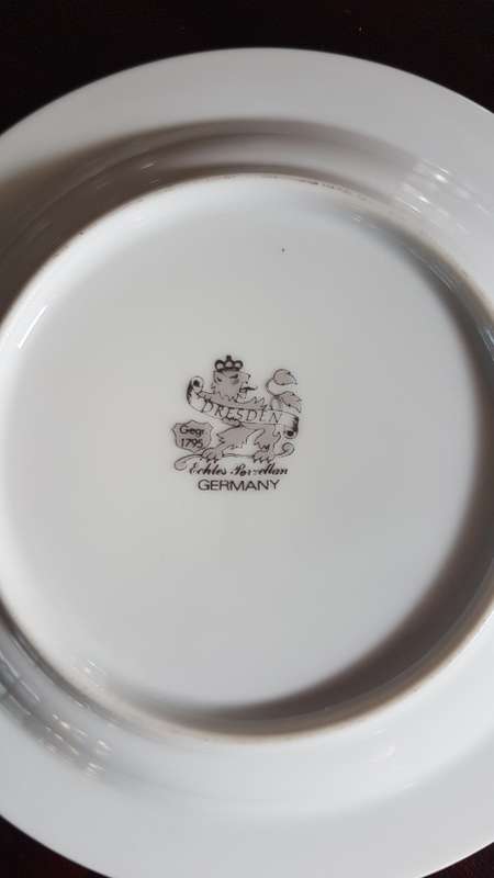 Dresden cobolt blue and gold rim plate
