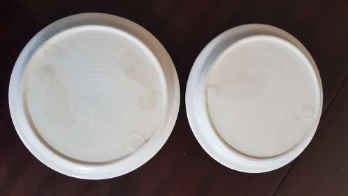 pottery type shallow bowls x 2 very nice bird pics