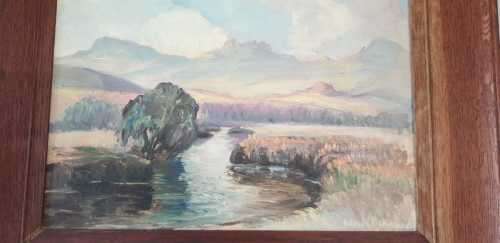Painting Harold Hamond river scene