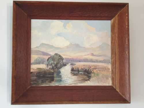 Painting Harold Hamond river scene