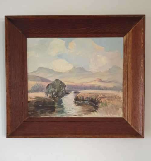 Painting Harold Hamond river scene