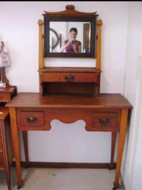 Satin wood arts and crafts gentlemen`s dressing table Ray and Miles Liverpool