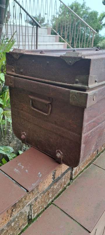 I. Wiles and sons Wolverhampton England metal traveling trunck