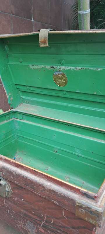 I. Wiles and sons Wolverhampton England metal traveling trunck