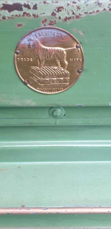 I. Wiles and sons Wolverhampton England metal traveling trunck