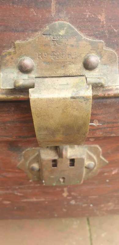 I. Wiles and sons Wolverhampton England metal traveling trunck