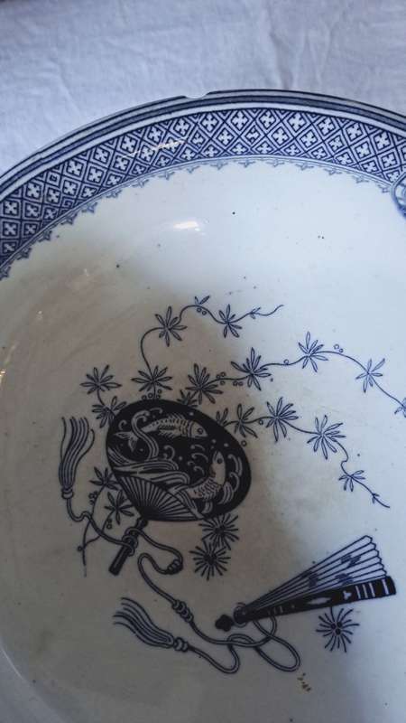 Large 26.5cm Minton bowl stamped mark 1881