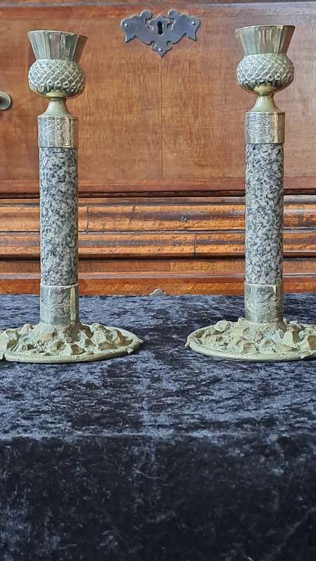 Stunning unusual but beautiful   Marble and silver tone candle sticks known  J. Hardy & Co Aberdeen