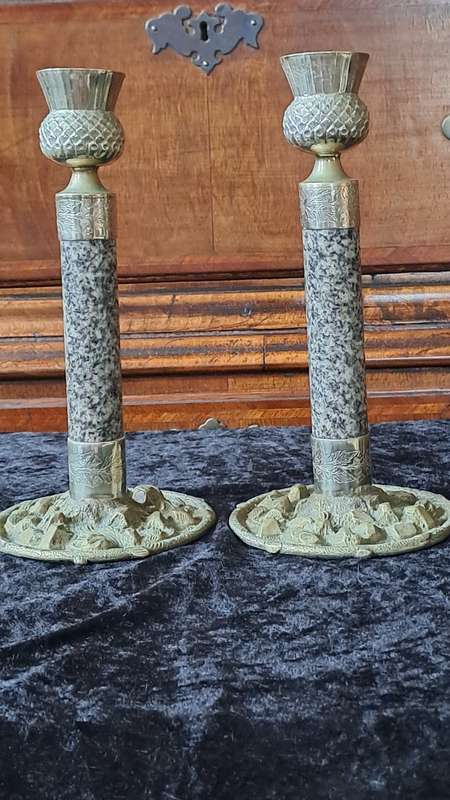 Stunning unusual but beautiful   Marble and silver tone candle sticks known  J. Hardy & Co Aberdeen
