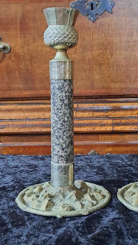 Stunning unusual but beautiful   Marble and silver tone candle sticks known  J. Hardy & Co Aberdeen