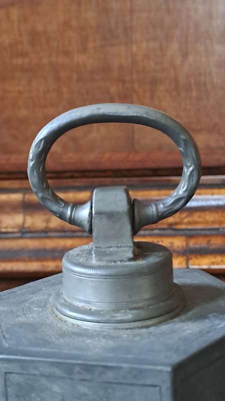 late 1800`s hexagon screw top pewter bottle RARE
