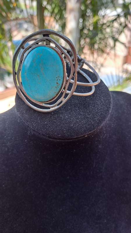 Studio hand crafted Turquoise bracelet spring latch adjustable