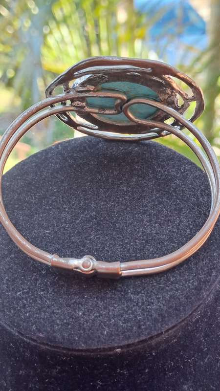 Studio hand crafted Turquoise bracelet spring latch adjustable
