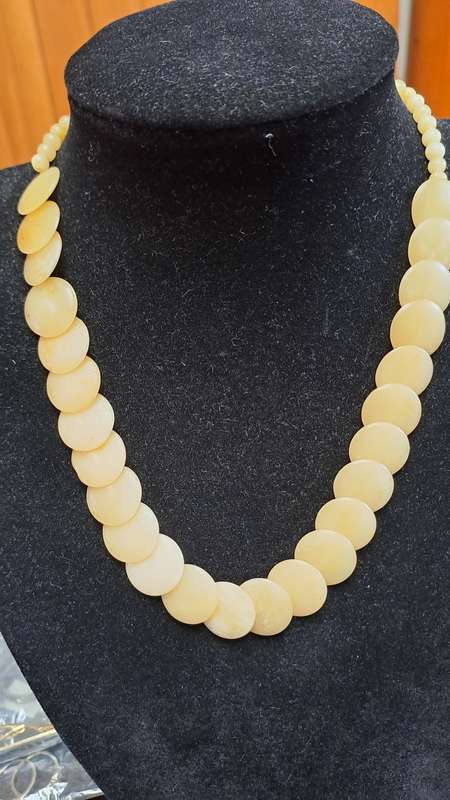 Vintage bone disc choker necklace