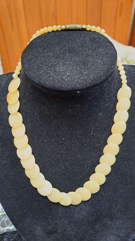 Vintage bone disc choker necklace