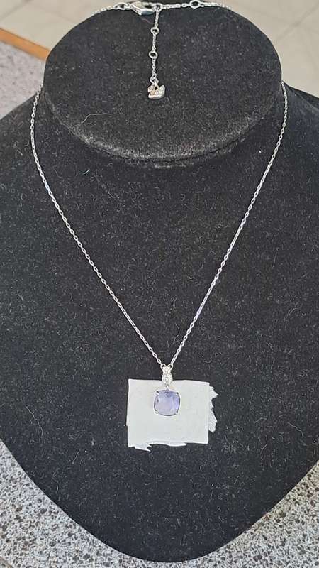 Genuine stamped Swarovski rhodium plated necklace and pendant