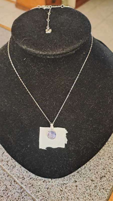 Genuine stamped Swarovski rhodium plated necklace and pendant