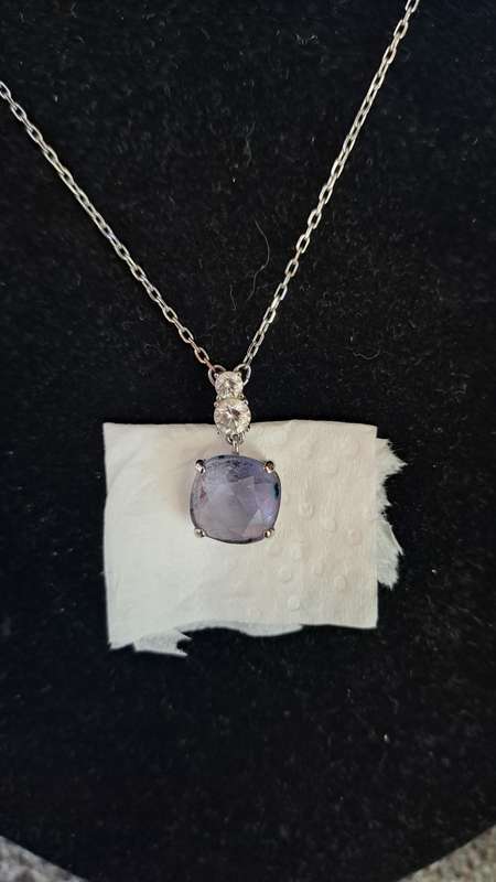 Genuine stamped Swarovski rhodium plated necklace and pendant