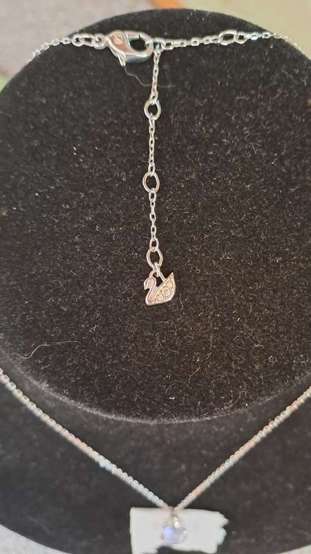 Genuine stamped Swarovski rhodium plated necklace and pendant