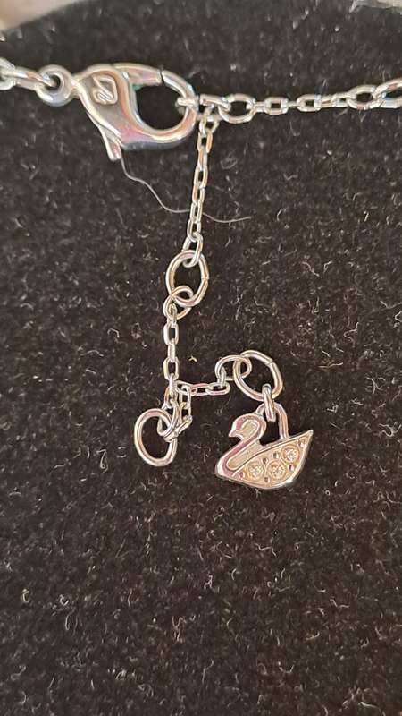 Genuine stamped Swarovski rhodium plated necklace and pendant