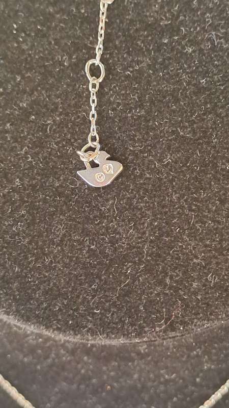 Genuine stamped Swarovski rhodium plated necklace and pendant