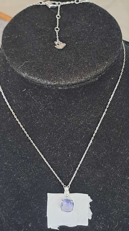 Genuine stamped Swarovski rhodium plated necklace and pendant