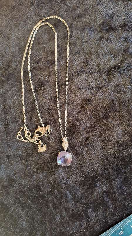 Genuine stamped Swarovski rhodium plated necklace and pendant
