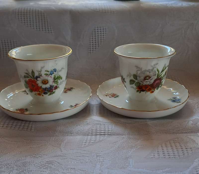 Pair of Beautiful Dresden egg cups no damage no wear