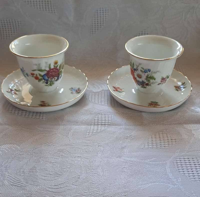 Pair of Beautiful Dresden egg cups no damage no wear