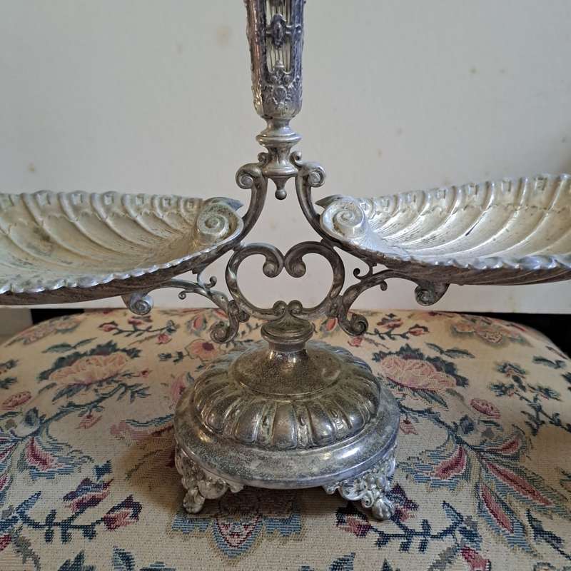 Victorian silver plated Epergnes with Crystal flute