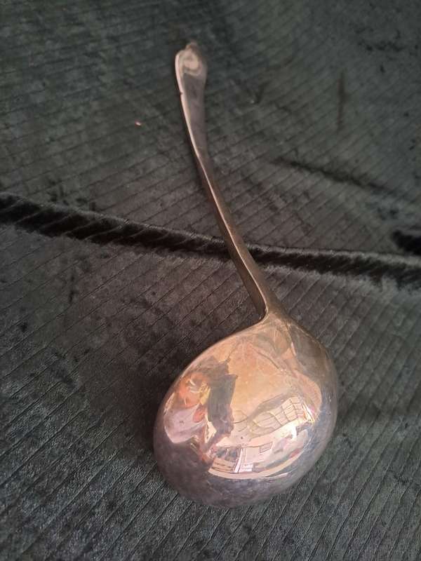 Heavy large thick silver plated laddel
