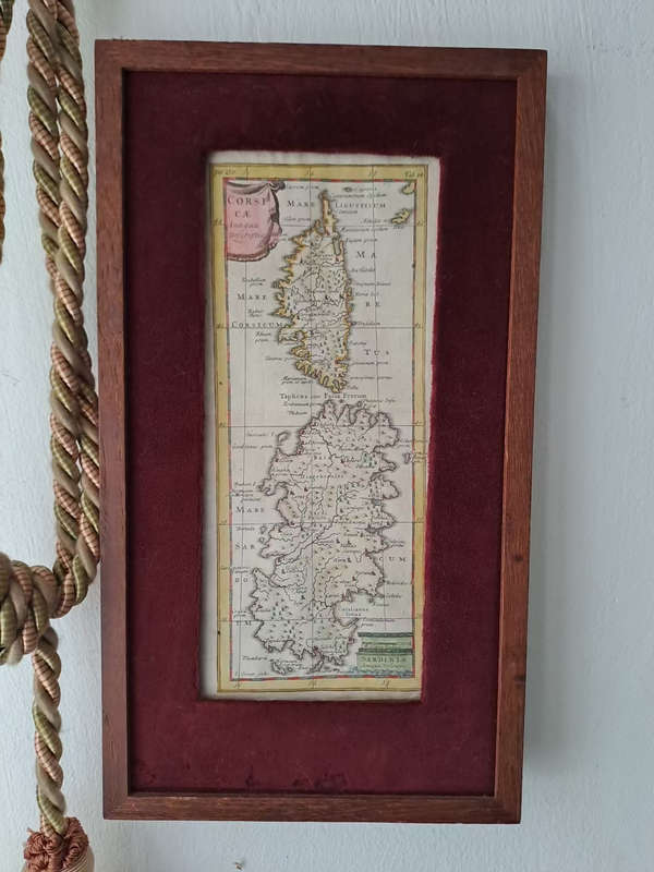 Roman Corsica & Sardinia Mediterranean Island 1711 Senex engraved hand color map