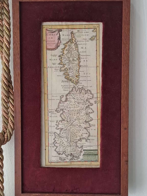 Roman Corsica & Sardinia Mediterranean Island 1711 Senex engraved hand color map