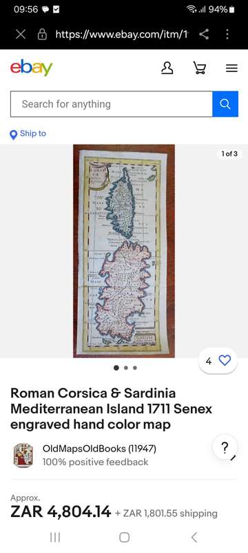 Roman Corsica & Sardinia Mediterranean Island 1711 Senex engraved hand color map