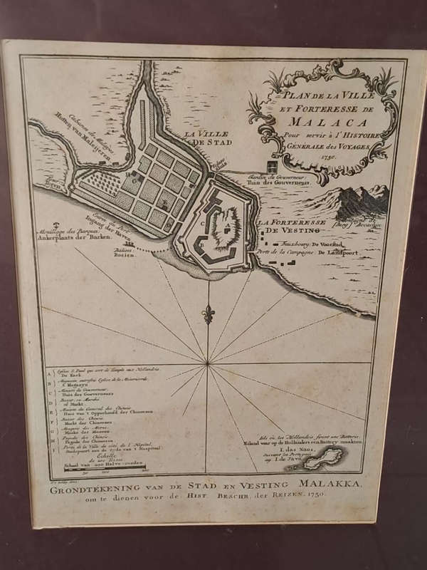 Malaysia, Malacca, Plan de la Ville et Fortresse du Malaca , 1750