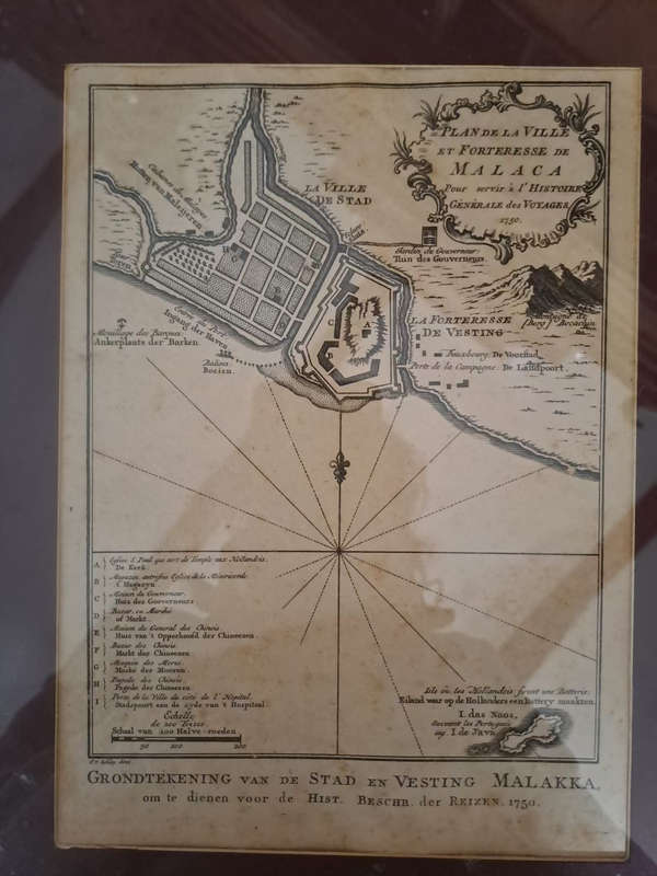Malaysia, Malacca, Plan de la Ville et Fortresse du Malaca , 1750