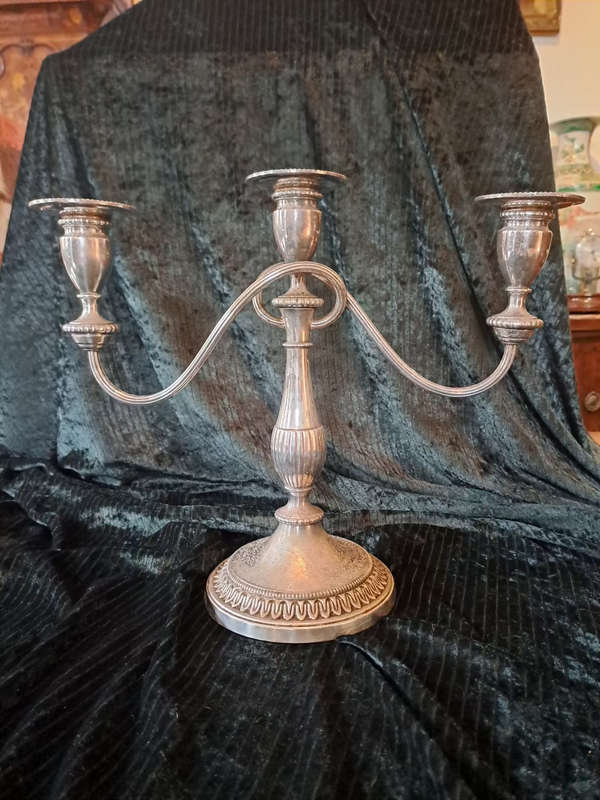 Large vintage 3 candle epns candelabra
