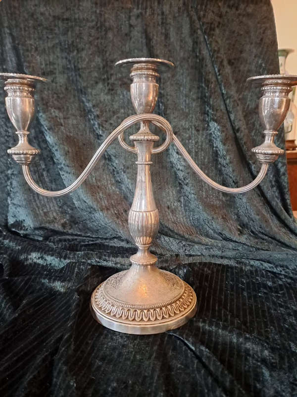 Large vintage 3 candle epns candelabra