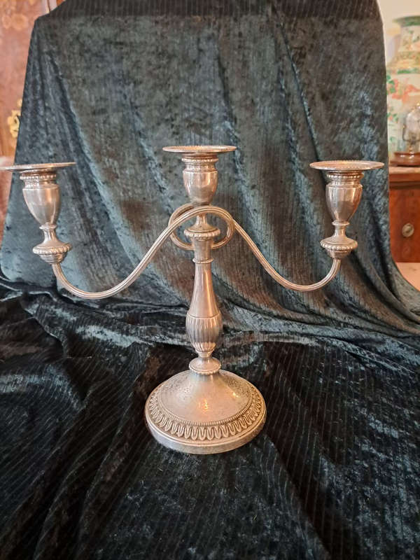 Large vintage 3 candle epns candelabra