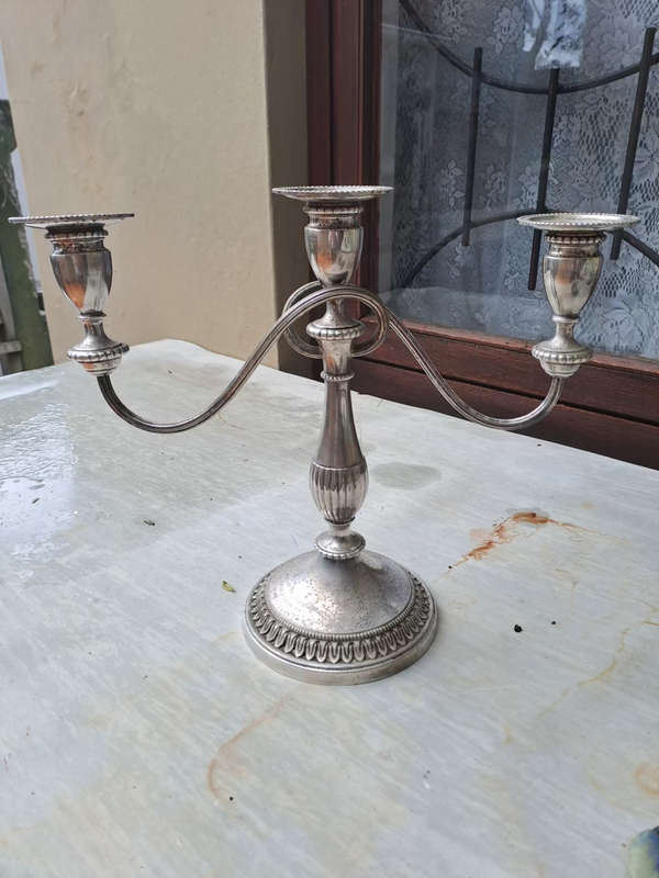 Large vintage 3 candle epns candelabra