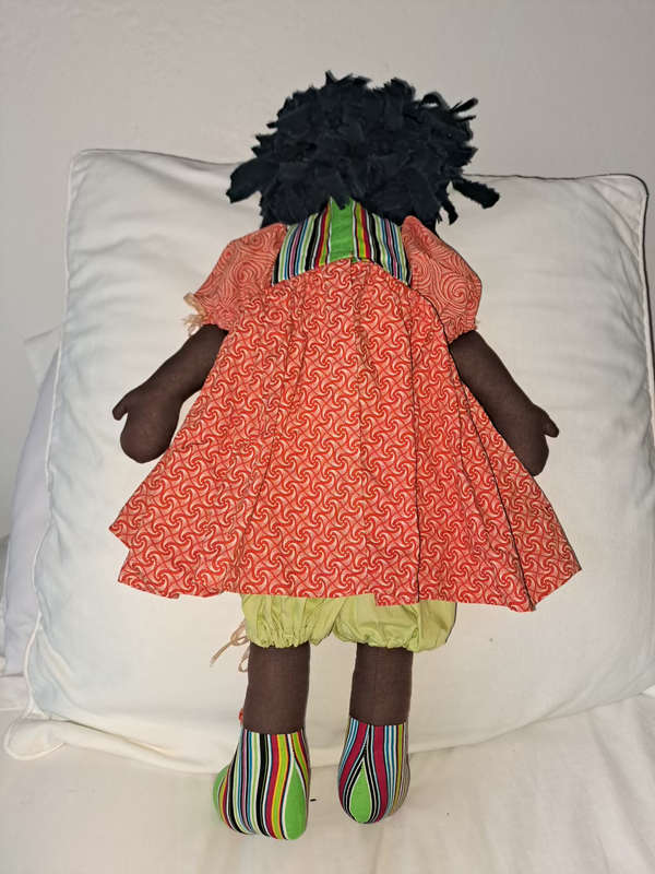 UNIQUE African hand made Shweshwe rag doll large 65cm new unused